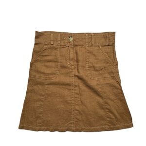 Boston‎ Proper 100% Linen Skirt Size 6 Brown Coastal Beach Vacation Neutral
